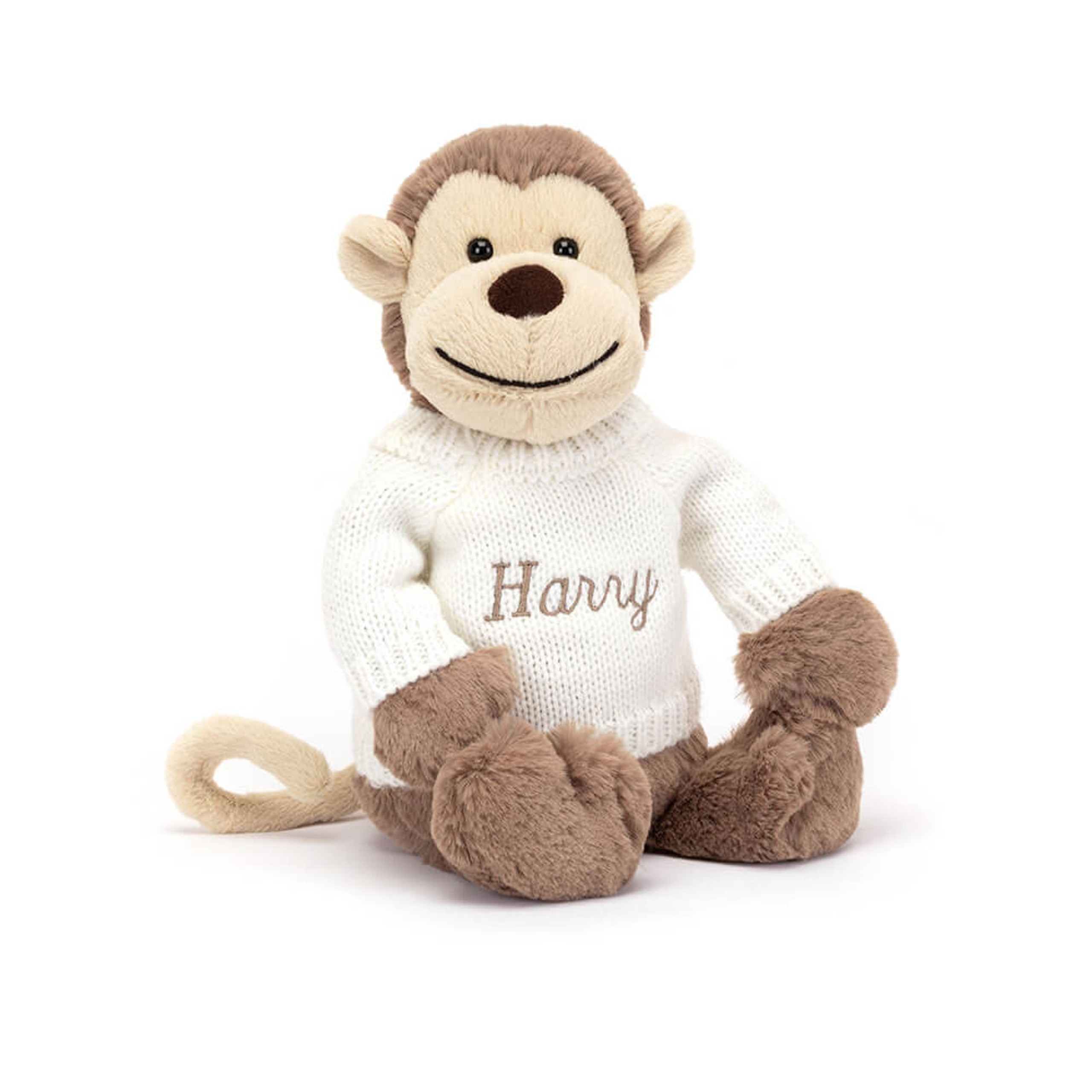 Bashful Monkey with Personalized Cream Jumper