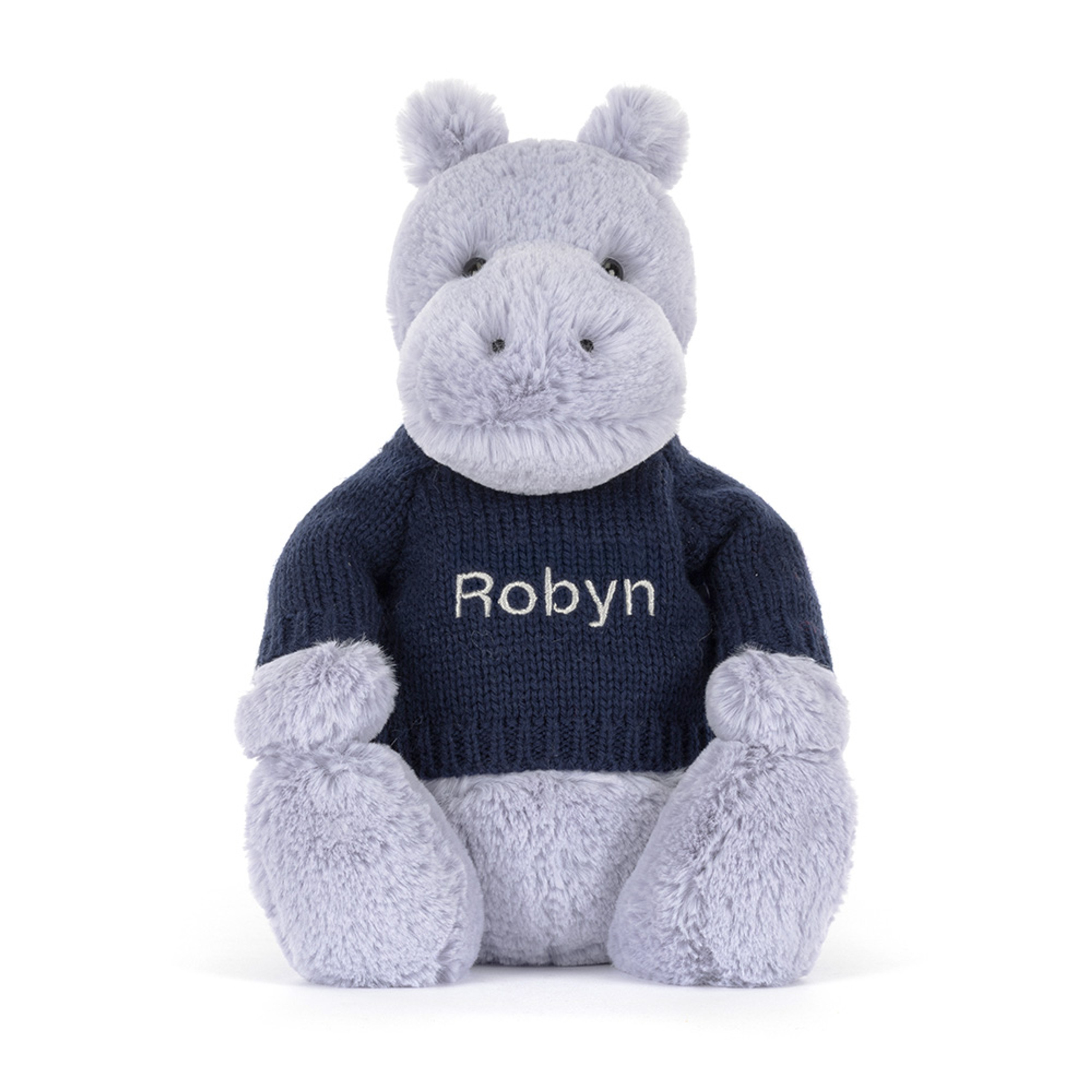 Bashful Hippo with Personalized Navy Jumper - Image 3