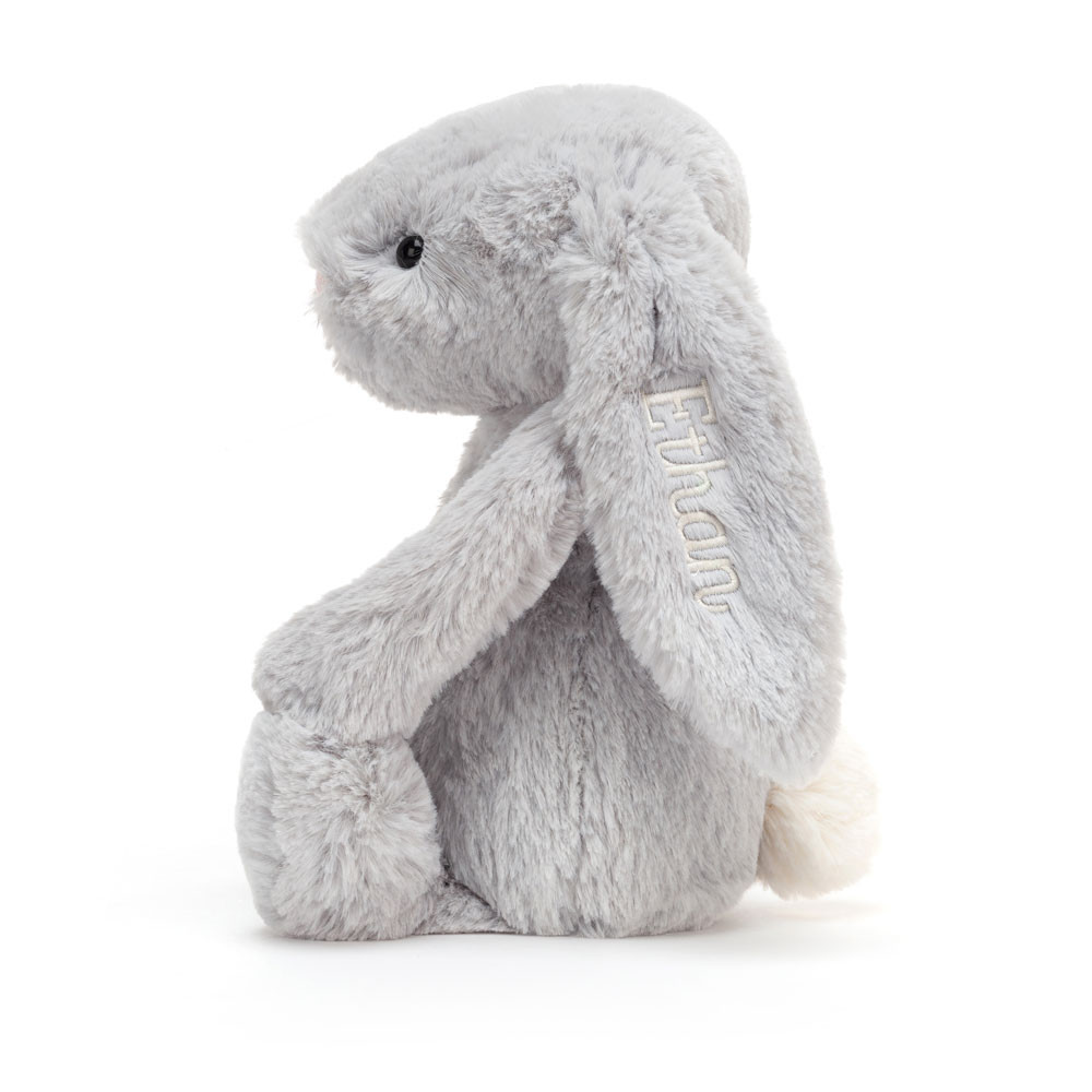 Alternative view of Personalized Bashful Silver Bunny Medium